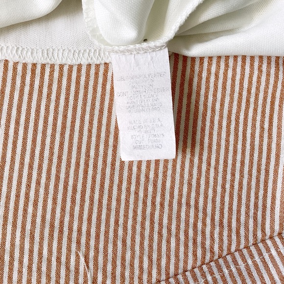 Stevie Hender Frill Ruffle Dress Woman’s Size Medium Peach & White Stripes - Picture 8 of 10